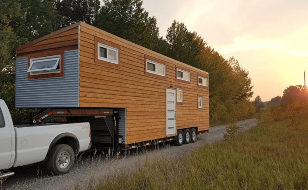 Tiny home behind the truck