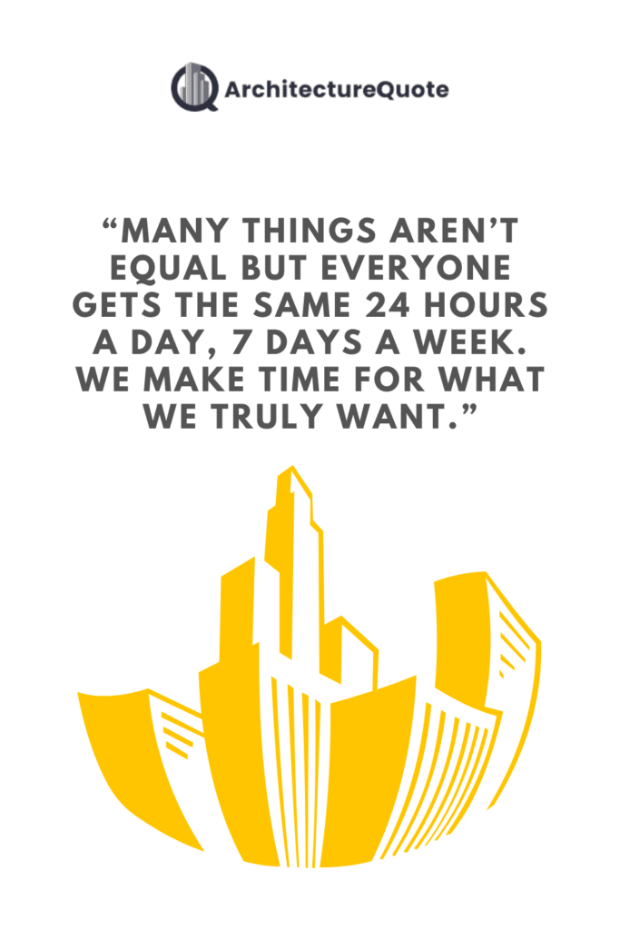 "Many things aren't equal, but everyone gets the same 24 hours a day, 7 days a week. We make time for what we truly want."