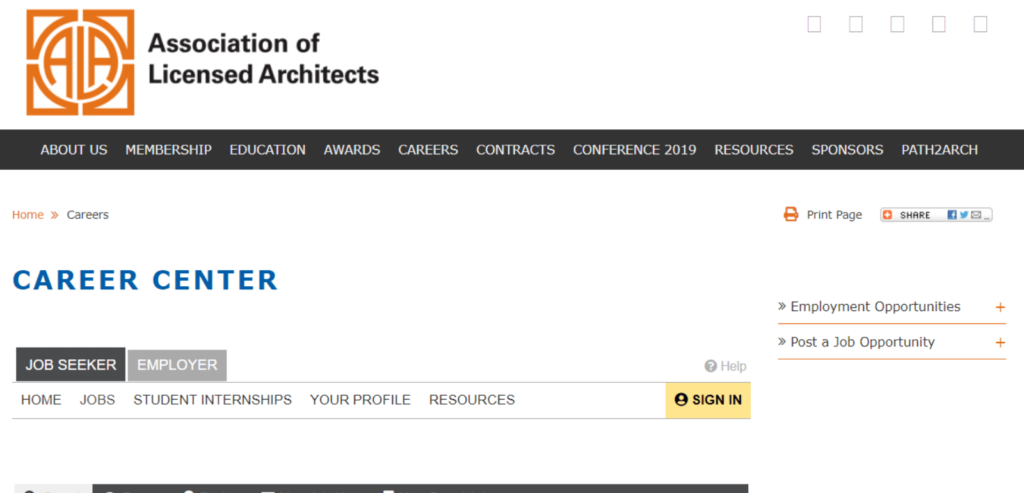 The Homepage of ALA Career Center