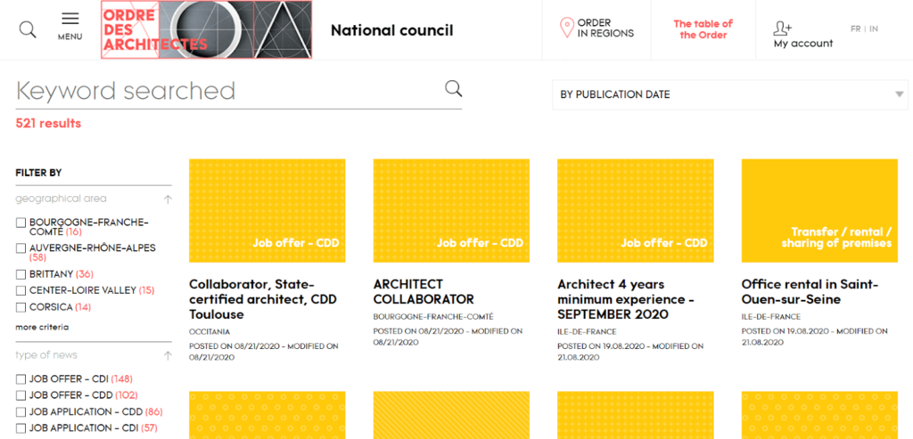 The Homepage of Ordre Des Architectes