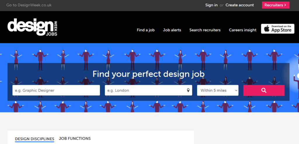 The Homepage of Design Week Jobs